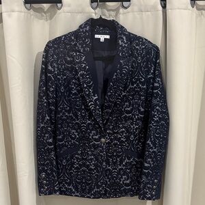 Cabi Elegant Navy Patterned Blazer Size 14 Preloved